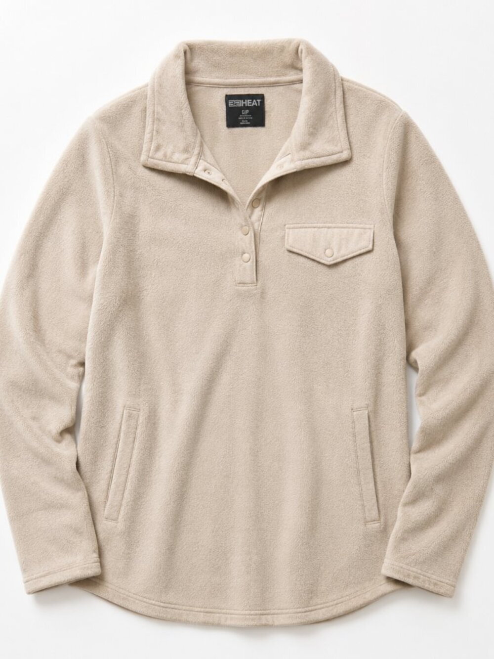 32 Degrees Soft Fleece Quarter Snap Pullover Cream Small